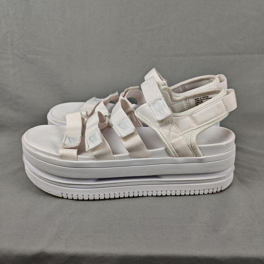 Nike Sandals Shoes Womens Size 10 White Platform Strappy Hook Loop DH0224-100